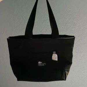Lacoste Black Tote Bag with White Zip Pull